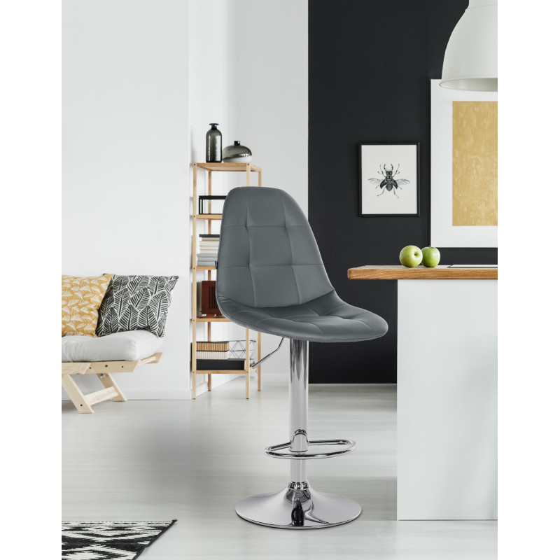 Tabouret de bar Elmore simili cuir C gris