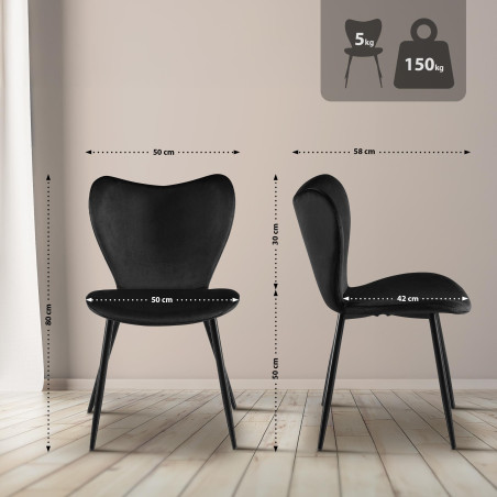 Chaise de salle à manger Maika en velours noir