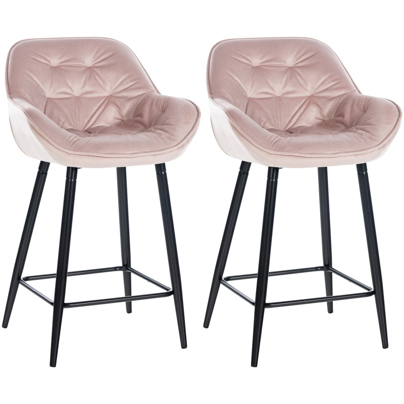 Lot de 2 tabourets de bar en velours Gibson 76 rose
