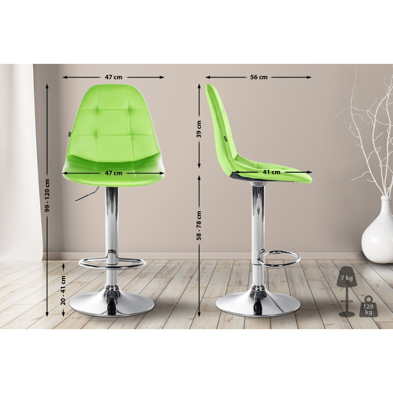Tabouret de bar Elmore simili cuir C vert