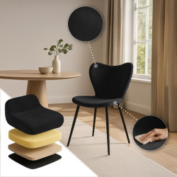 Chaise de salle à manger Maika, velours, noire