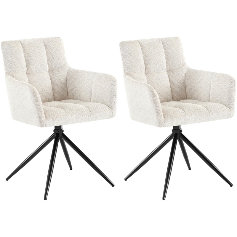Lot de 2 chaises de salle à manger Jonah en tissu crème