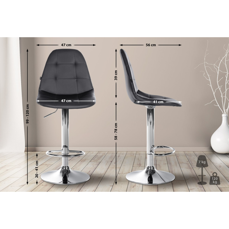 Tabouret de bar Elmore simili cuir C noir