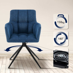 Lot de 2 chaises de salle à manger Jonah en tissu bleu foncé