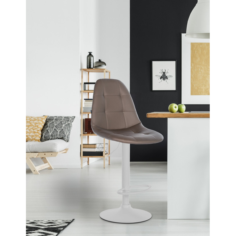 Tabouret de bar Elmore simili cuir W brun
