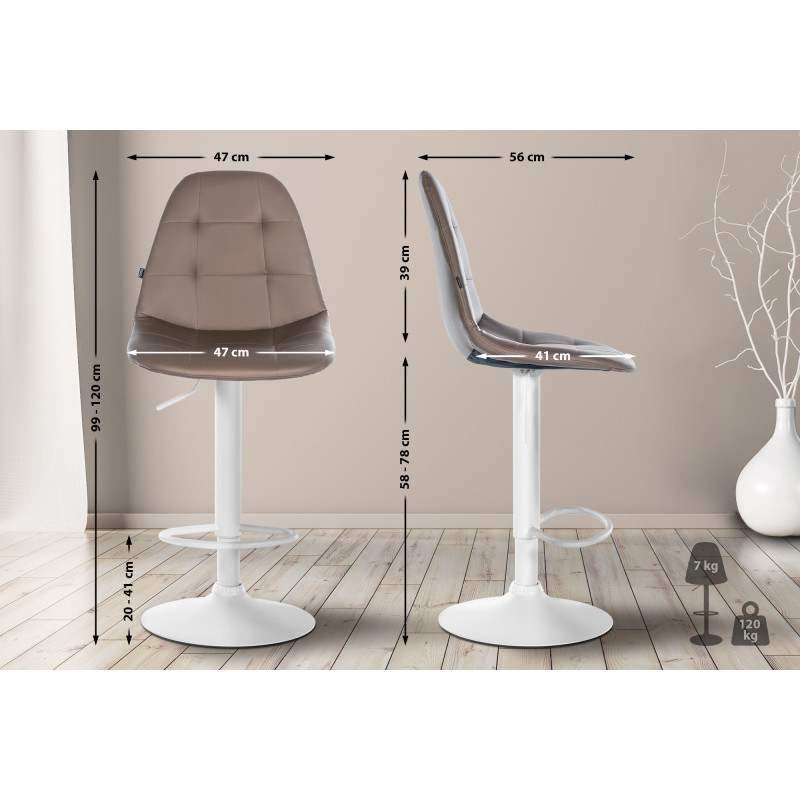Tabouret de bar Elmore simili cuir W brun