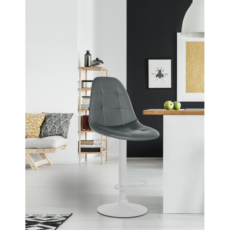 Tabouret de bar Elmore simili cuir W gris