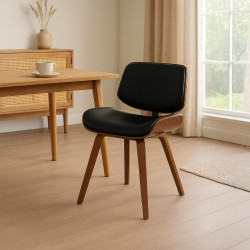 Chaise de salle à manger Beverley, cuir artificiel, noyer/noir