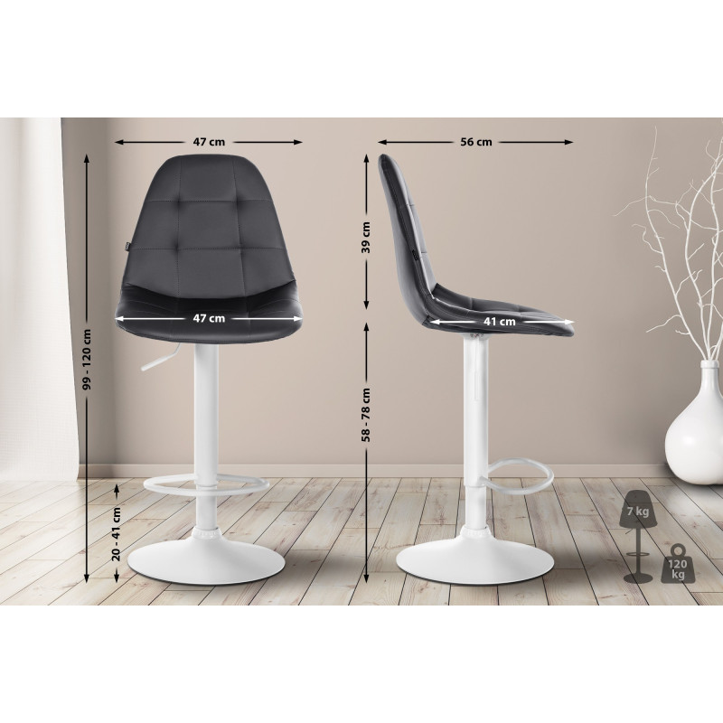 Tabouret de bar Elmore simili cuir W noir