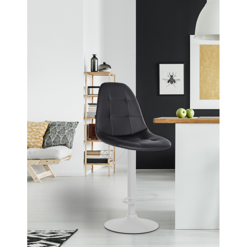 Tabouret de bar Elmore simili cuir W noir