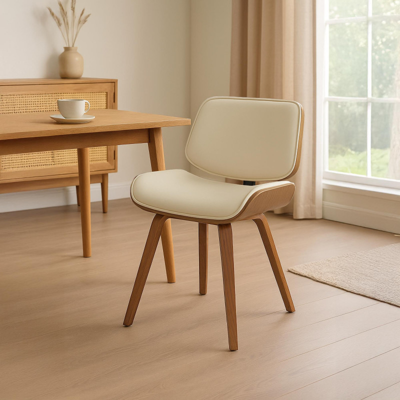 Fauteuil visiteur Beverley en similicuir noyer/crème