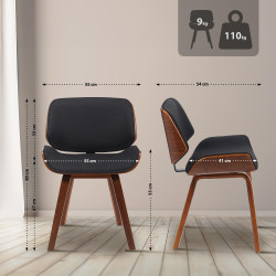 Chaise visiteur Beverley en tissu noyer/noir