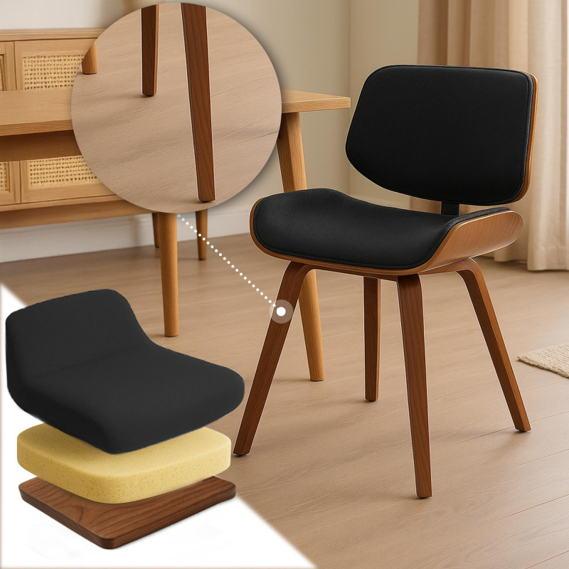 Chaise visiteur Beverley en tissu noyer/noir