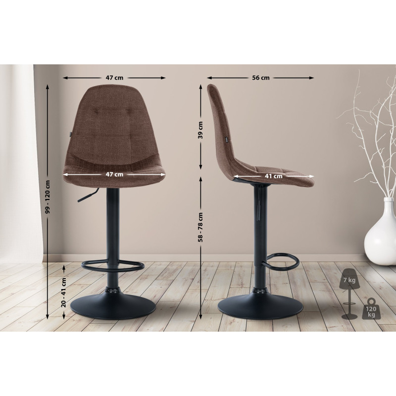 Tabouret de bar Elmore tissu B brun