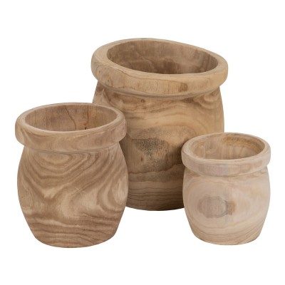 Set de pots de fleurs Naturel Bois de paulownia 43 x 43 x 44 cm (3 Unités)