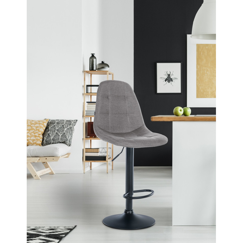 Tabouret de bar Elmore tissu B gris