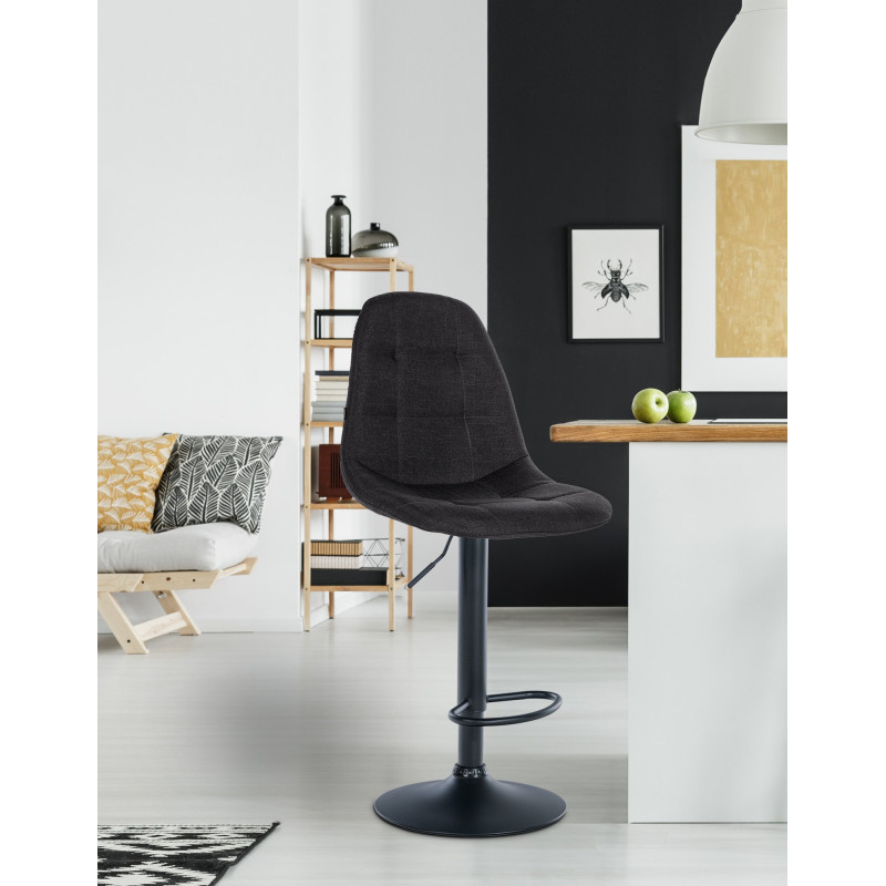 Tabouret de bar Elmore tissu B noir