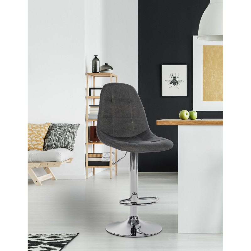 Tabouret de bar Elmore tissu C gris foncé