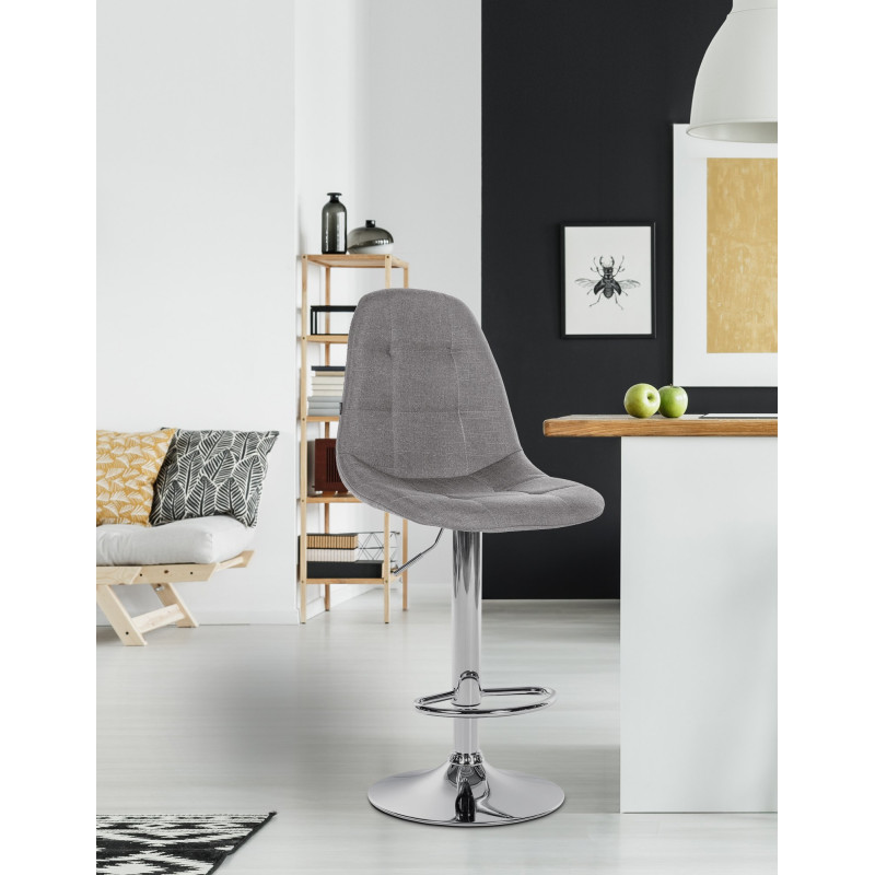 Tabouret de bar Elmore tissu C gris