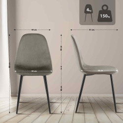 Chaise de salle à manger Napier en velours anthracite