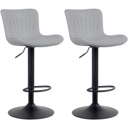 Lot de 2 tabourets de bar Linus en cuir artificiel gris