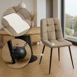 Lot de 4 chaises de salle à manger Antibes tissu taupe