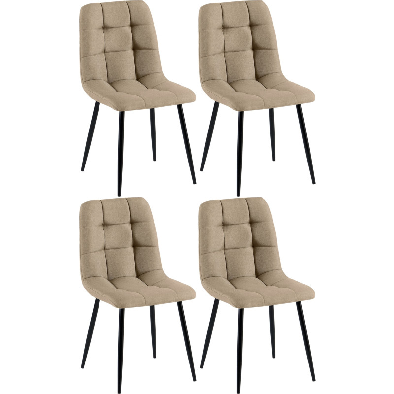 Lot de 4 chaises de salle à manger Antibes tissu taupe
