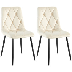 Ensemble de 2 chaises de salle à manger Clairton en velours crème