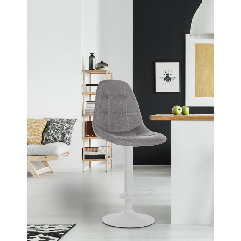Tabouret de bar Elmore tissu W gris