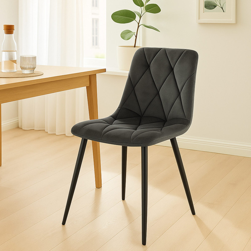 Ensemble de 2 chaises de salle à manger Clairton en velours anthracite