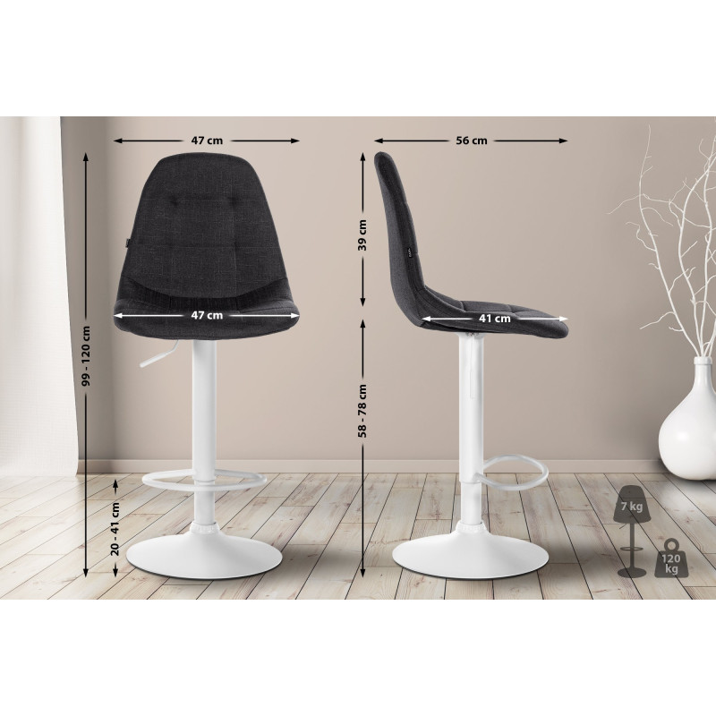 Tabouret de bar Elmore tissu W noir