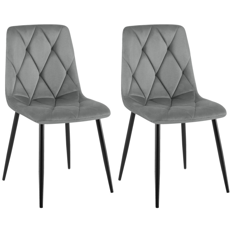 Lot de 2 chaises de salle à manger Clairton en velours gris foncé