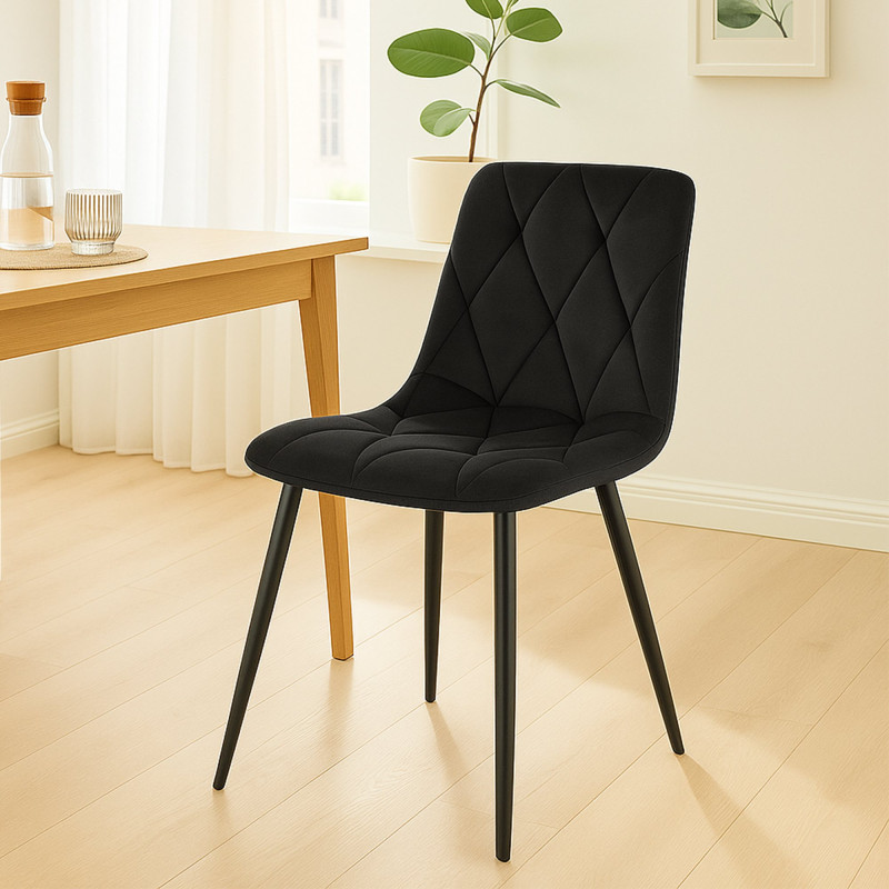 Lot de 2 chaises de salle à manger Clairton en velours noir