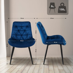 Ensemble de 2 chaises de salle à manger Rossford en bleu foncé