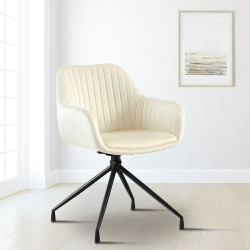 Lot de 2 chaises de salle à manger en velours crème Welby