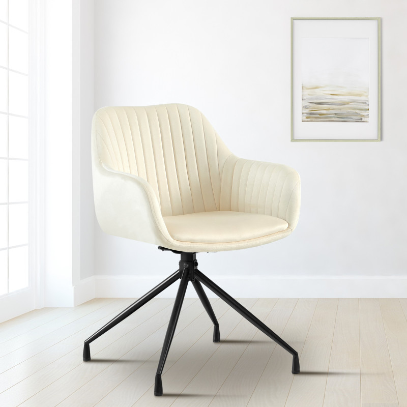 Lot de 2 chaises de salle à manger en velours crème Welby