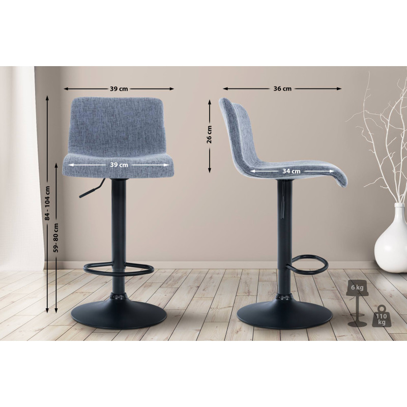 Tabouret de bar Hoover tissu B bleu