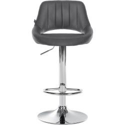 Tabouret de bar Milet en cuir artificiel chromé gris