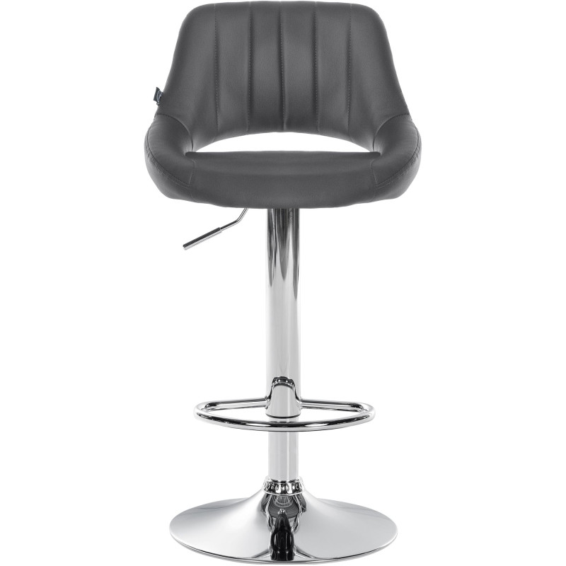 Tabouret de bar Milet en cuir artificiel chromé gris