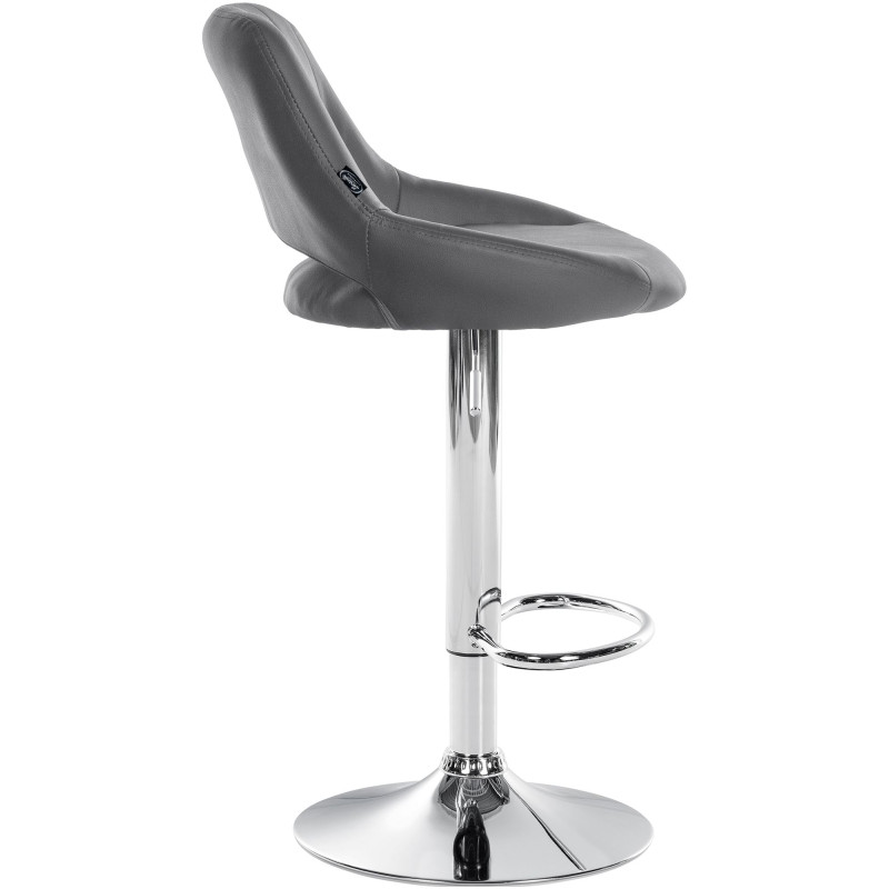 Tabouret de bar Milet en cuir artificiel chromé gris