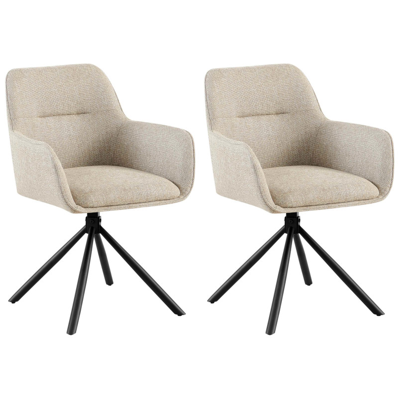 Lot de 2 chaises Tipton tissu taupe