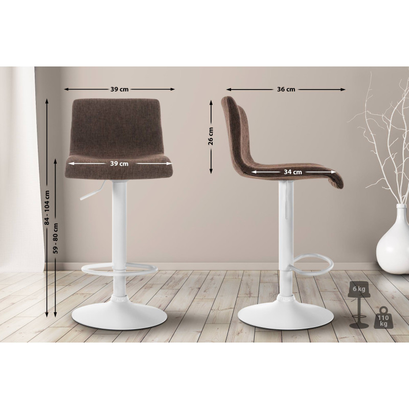 Tabouret de bar Hoover tissu W brun