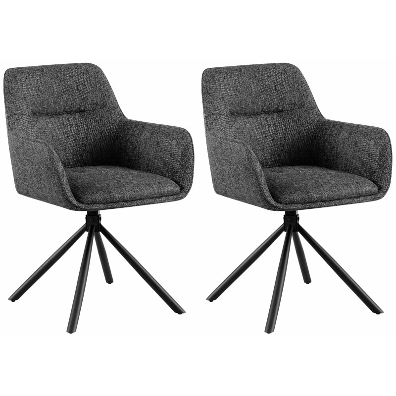 Lot de 2 chaises Tipton en tissu gris foncé