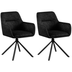 Ensemble de 2 chaises Tipton, tissu noir