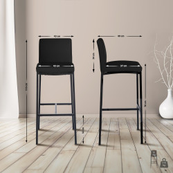 Tabouret de bar Freeport simili cuir B noir