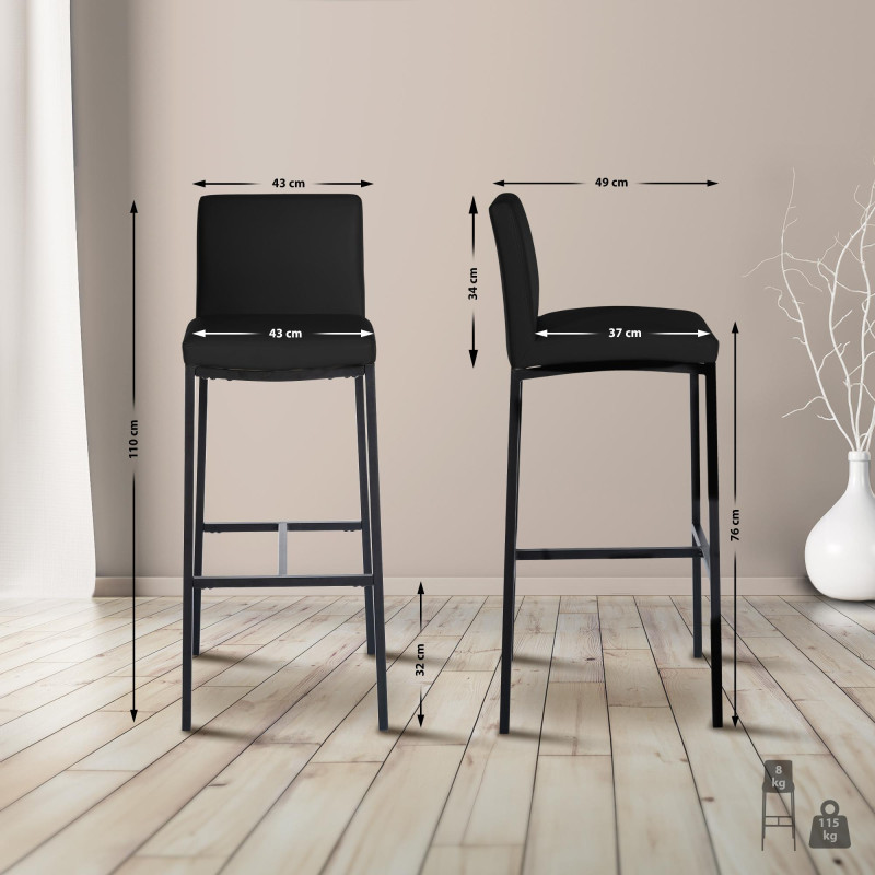 Tabouret de bar Freeport simili cuir B noir