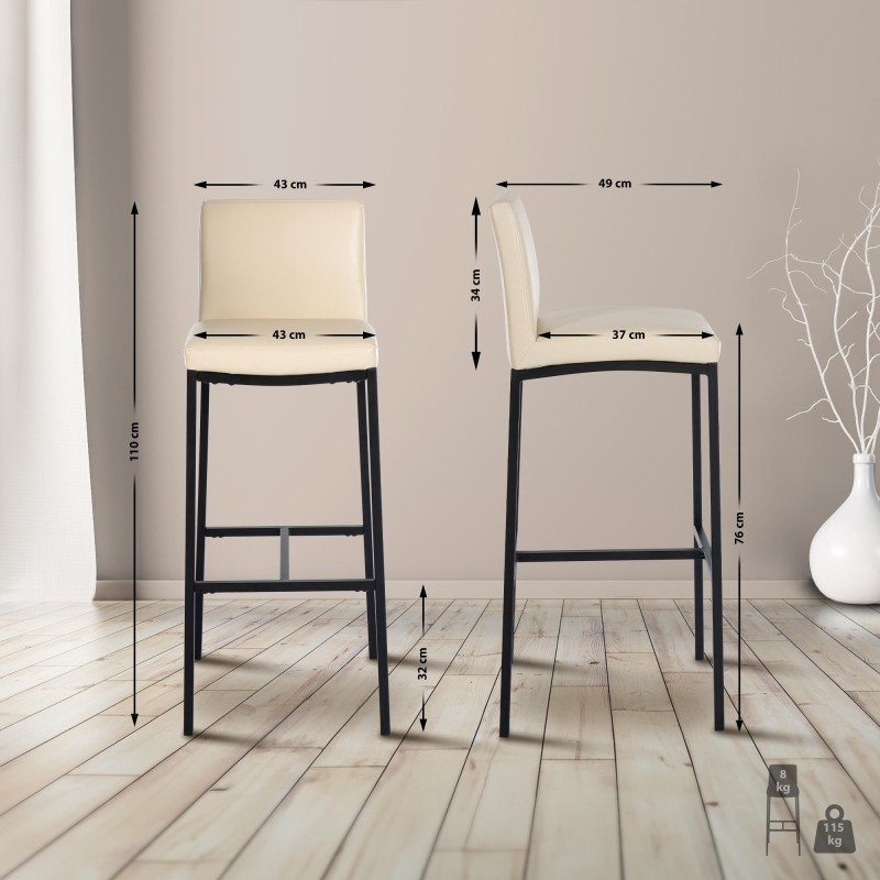 Tabouret de bar Freeport simili cuir B crème