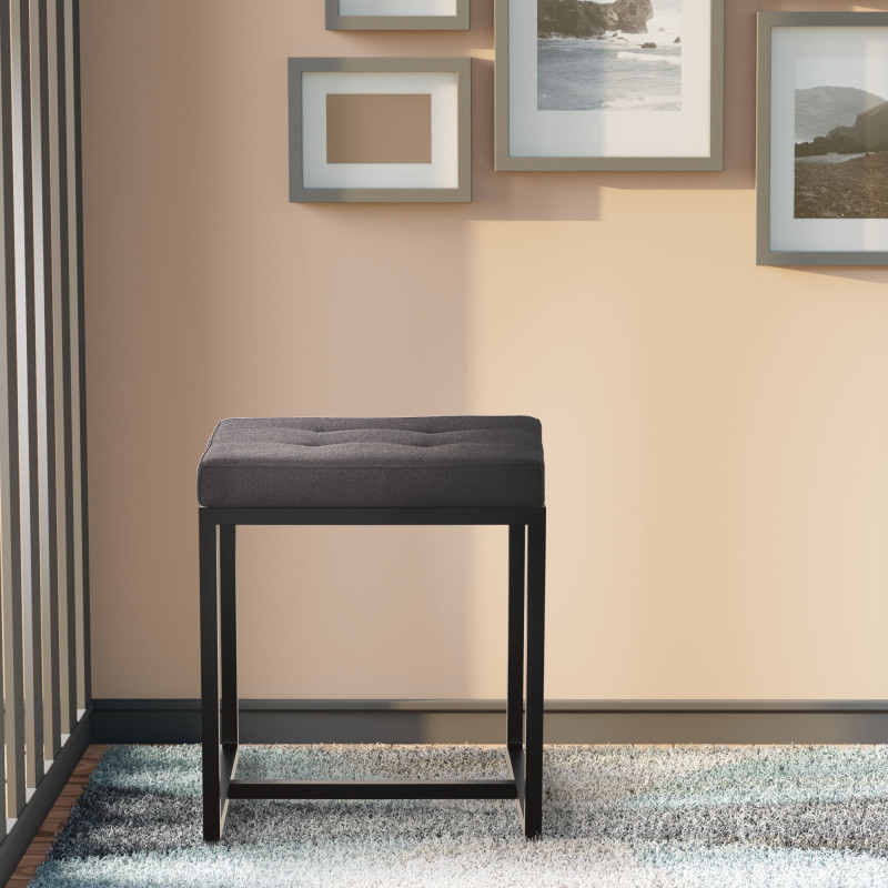 Tabouret en tissu Barci B noir