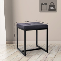 Tabouret en tissu Barci B noir