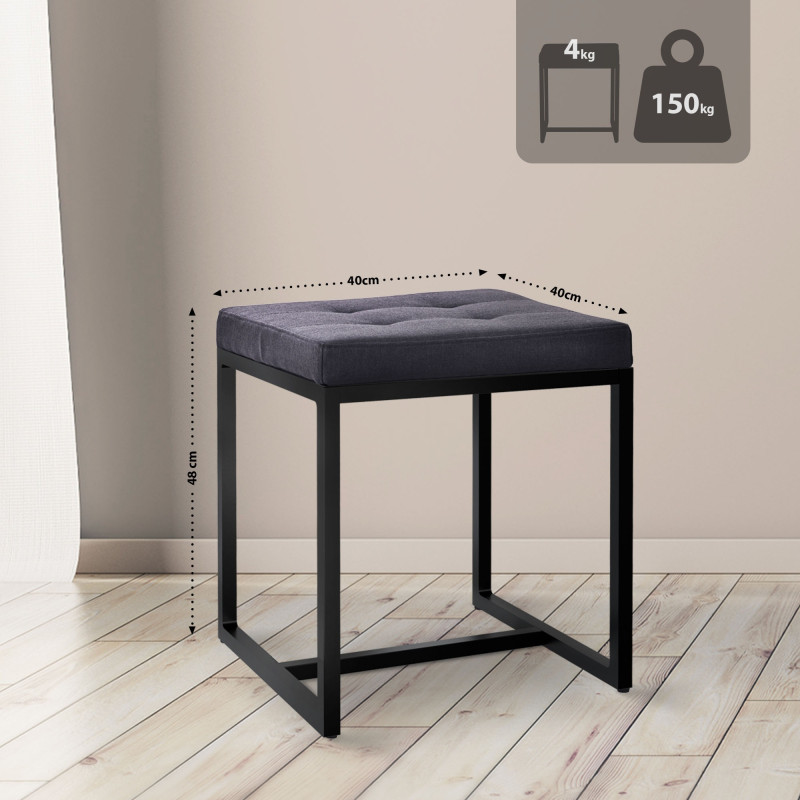 Tabouret en tissu Barci B noir